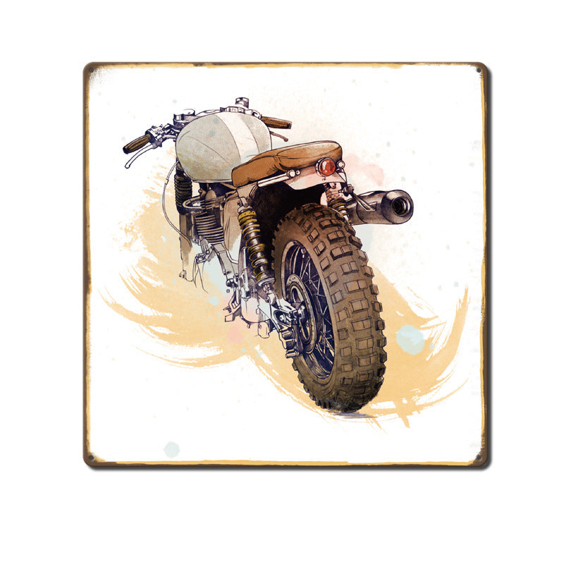 Can Produce And Customize The New Retro Tin Mural, Motorcycle Living Room Background Wall