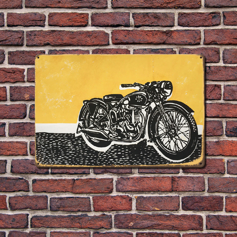 Can Produce And Customize The New Retro Tin Mural, Motorcycle Living Room Background Wall