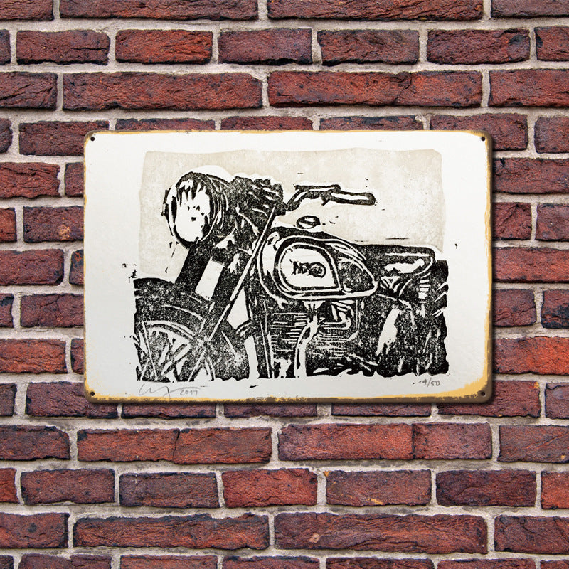 Can Produce And Customize The New Retro Tin Mural, Motorcycle Living Room Background Wall
