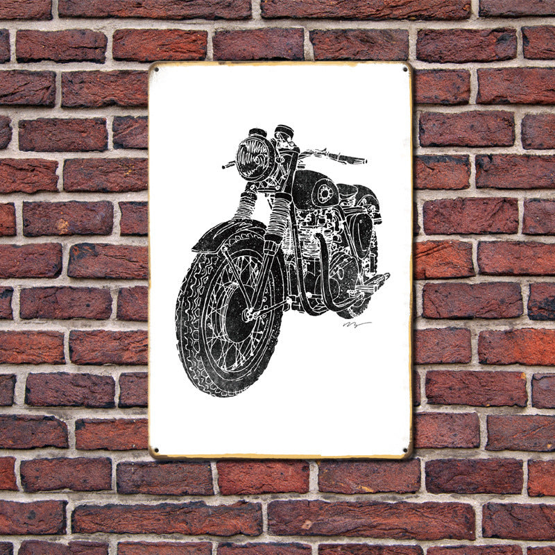 Can Produce And Customize The New Retro Tin Mural, Motorcycle Living Room Background Wall