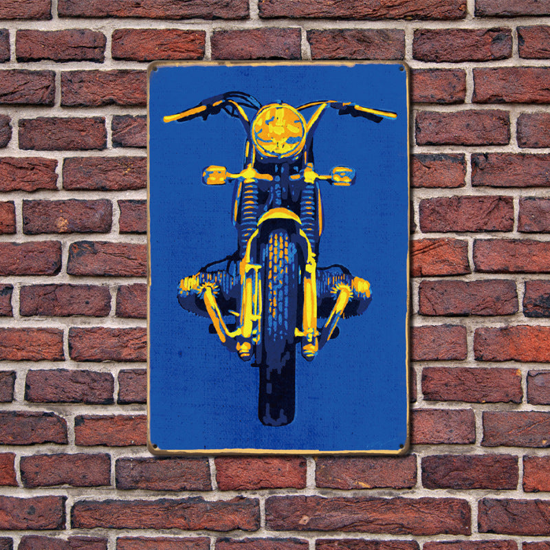Can Produce And Customize The New Retro Tin Mural, Motorcycle Living Room Background Wall