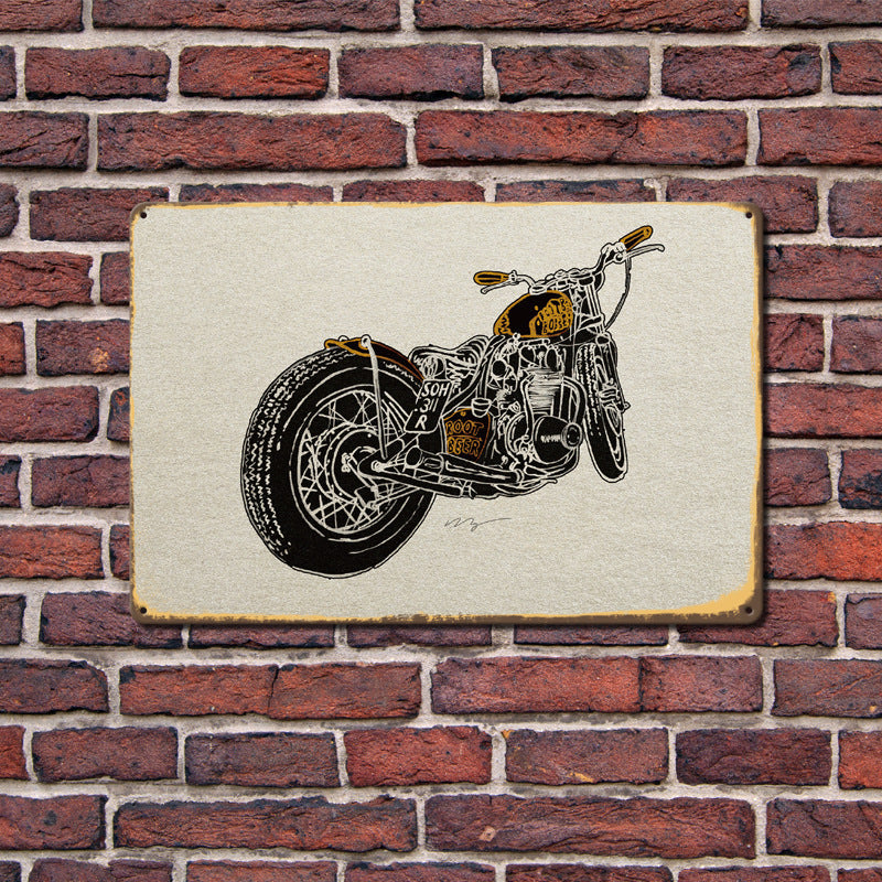 Can Produce And Customize The New Retro Tin Mural, Motorcycle Living Room Background Wall