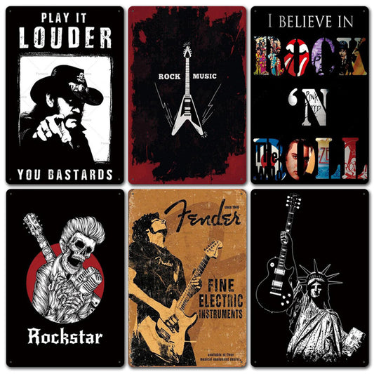 Rock Music Retro Tin Painting Cafe Background Wall Bar Frameless Decorative Painting