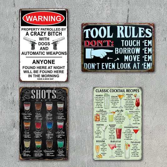 Warning Metal Tin Sign Collection - Multiple Variants