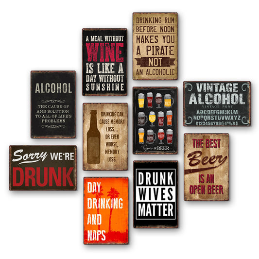 Drinking Metal Tin Sign Collection - Multiple Variants