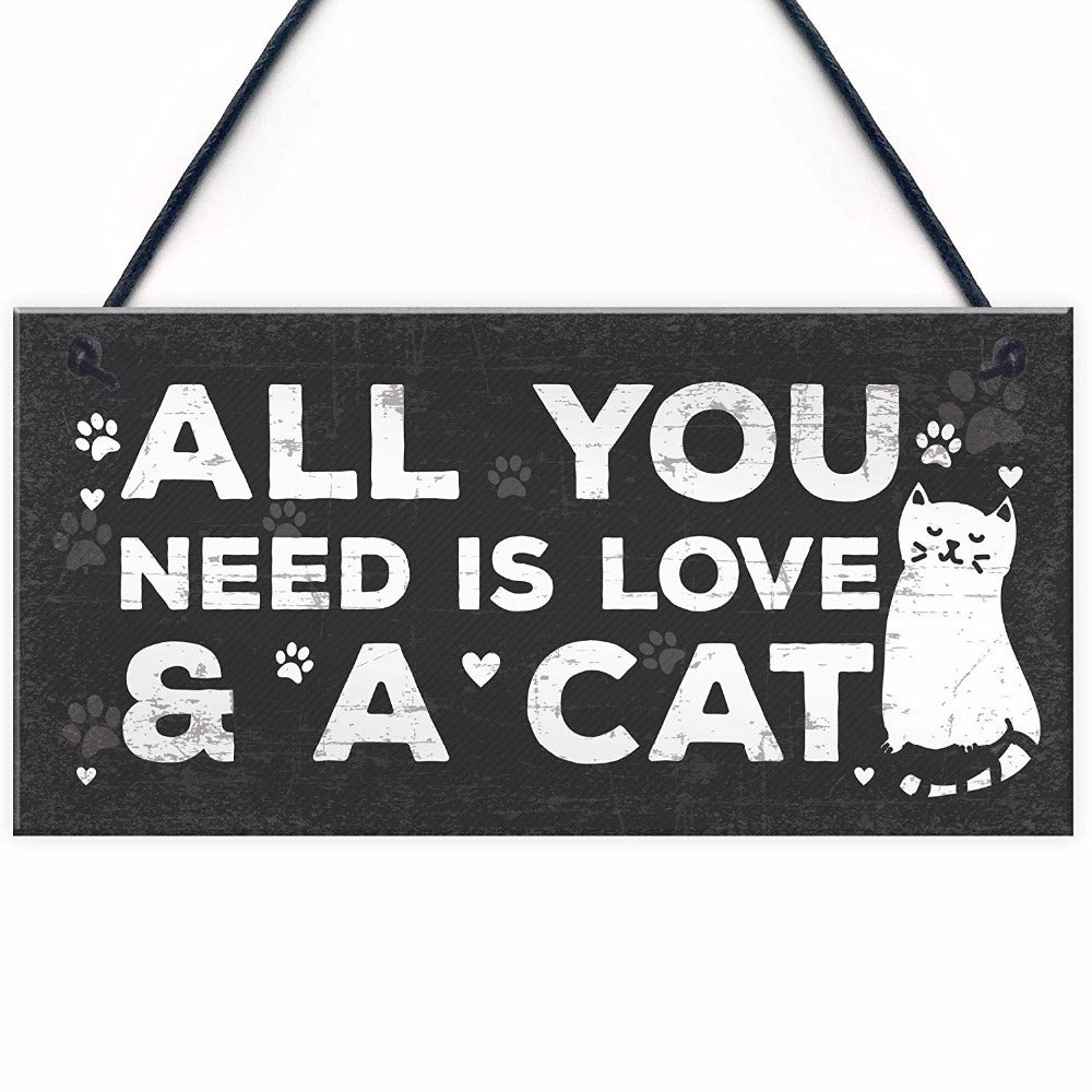 Cat Related Hanging Wooden Sign Collection - Multiple Variants