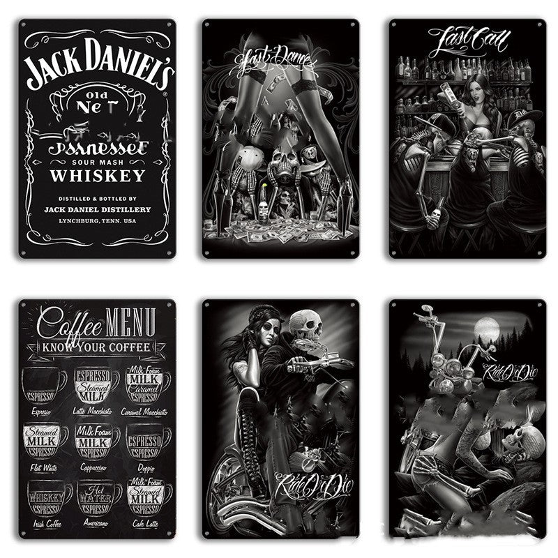 Bar Wall Decorative Skeleton Beauty Bump Iron Skin Painting