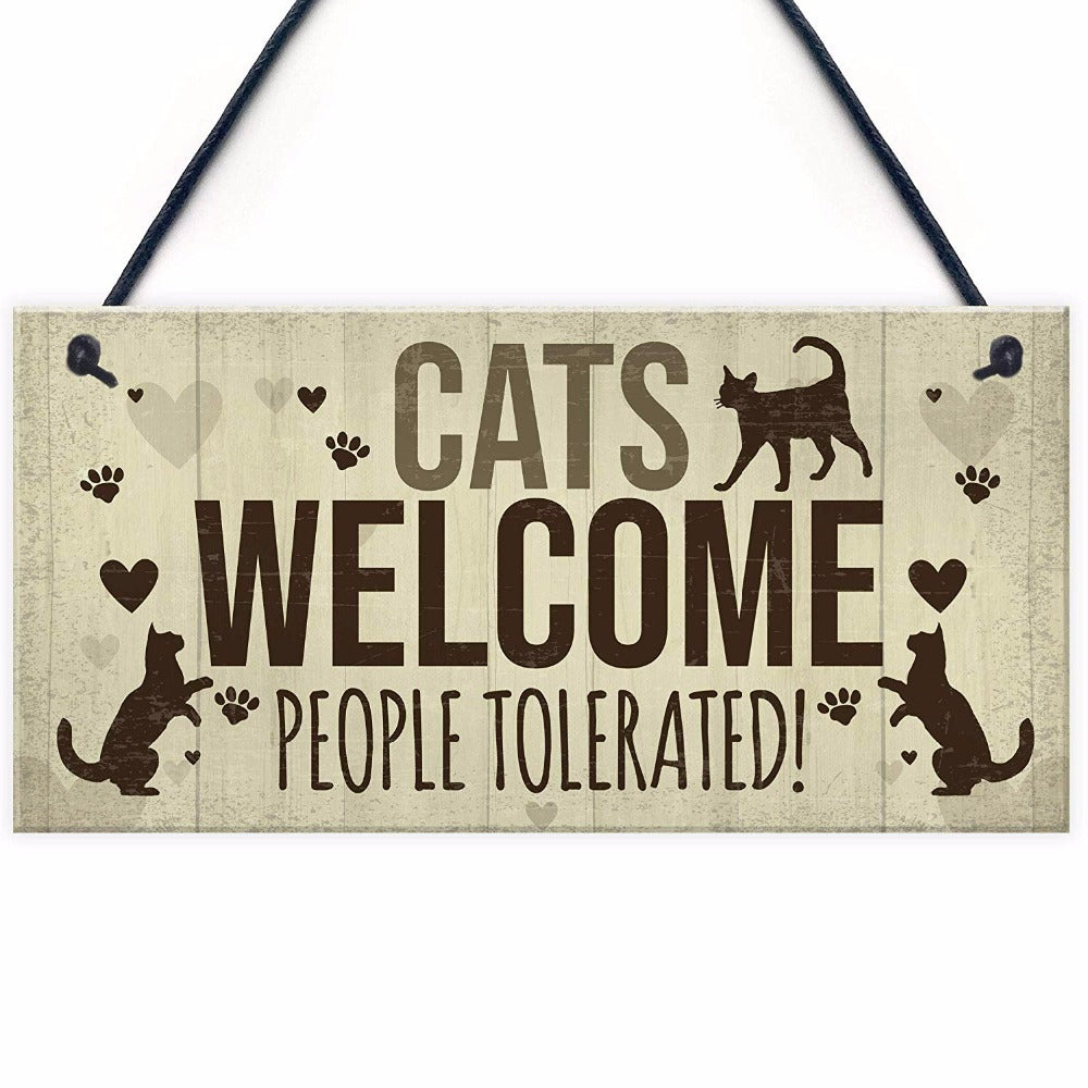 Cat Related Hanging Wooden Sign Collection - Multiple Variants