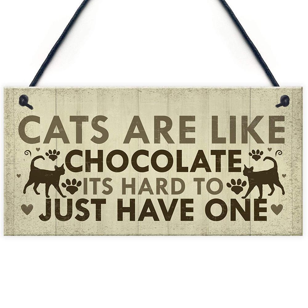 Cat Related Hanging Wooden Sign Collection - Multiple Variants