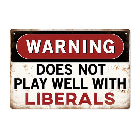 American Retro Warning Sign Decorative Iron Skin Painting