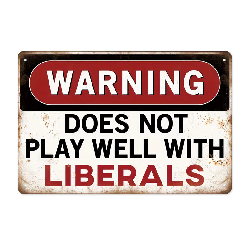 American Retro Warning Sign Decorative Iron Skin Painting