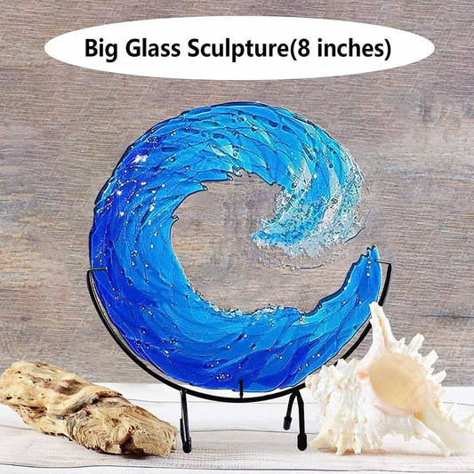 Ocean Wave Sculpture Blue Wave Ornaments Ocean Art for Desktop Decoration