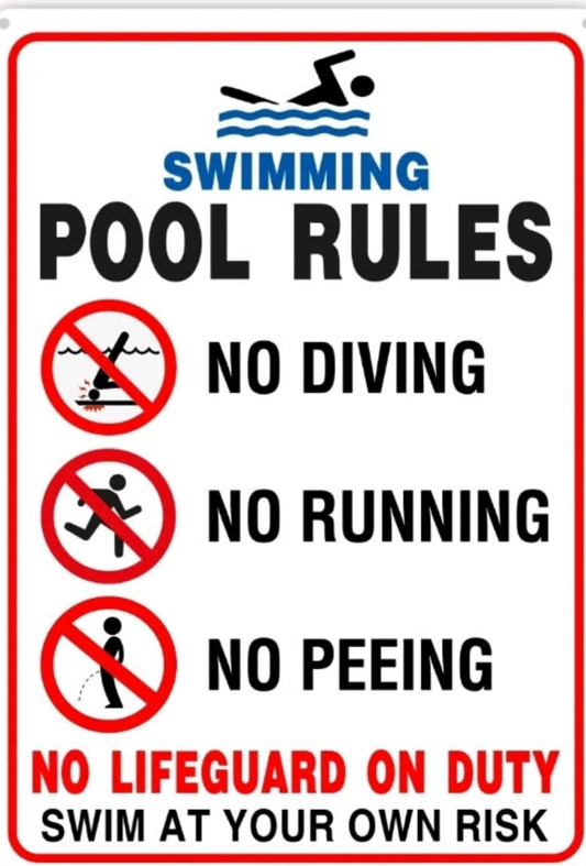 Pool Rules Metal Tin Sign