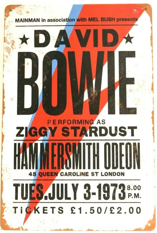 David Bowie Metal Tin Sign-8"x12"