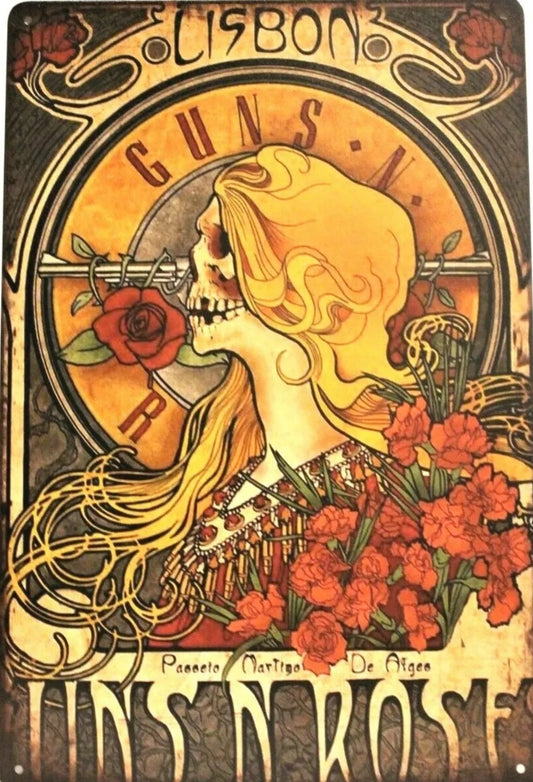 Guns And Roses Metal Tin Sign-8"x12"