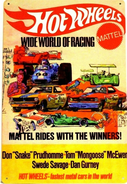 Hot Wheels Metal Tin Sign-8"x12"