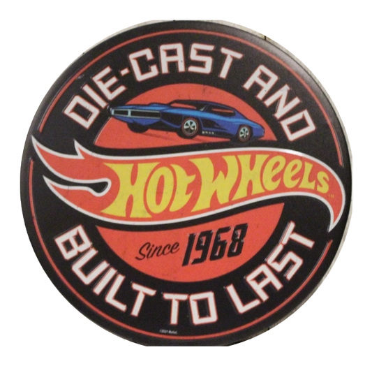 Hot Wheels Round Metal Tin Sign-12"