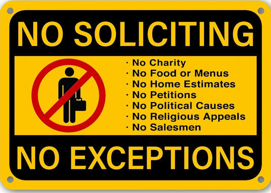 No Soliciting Metal Tin Sign
