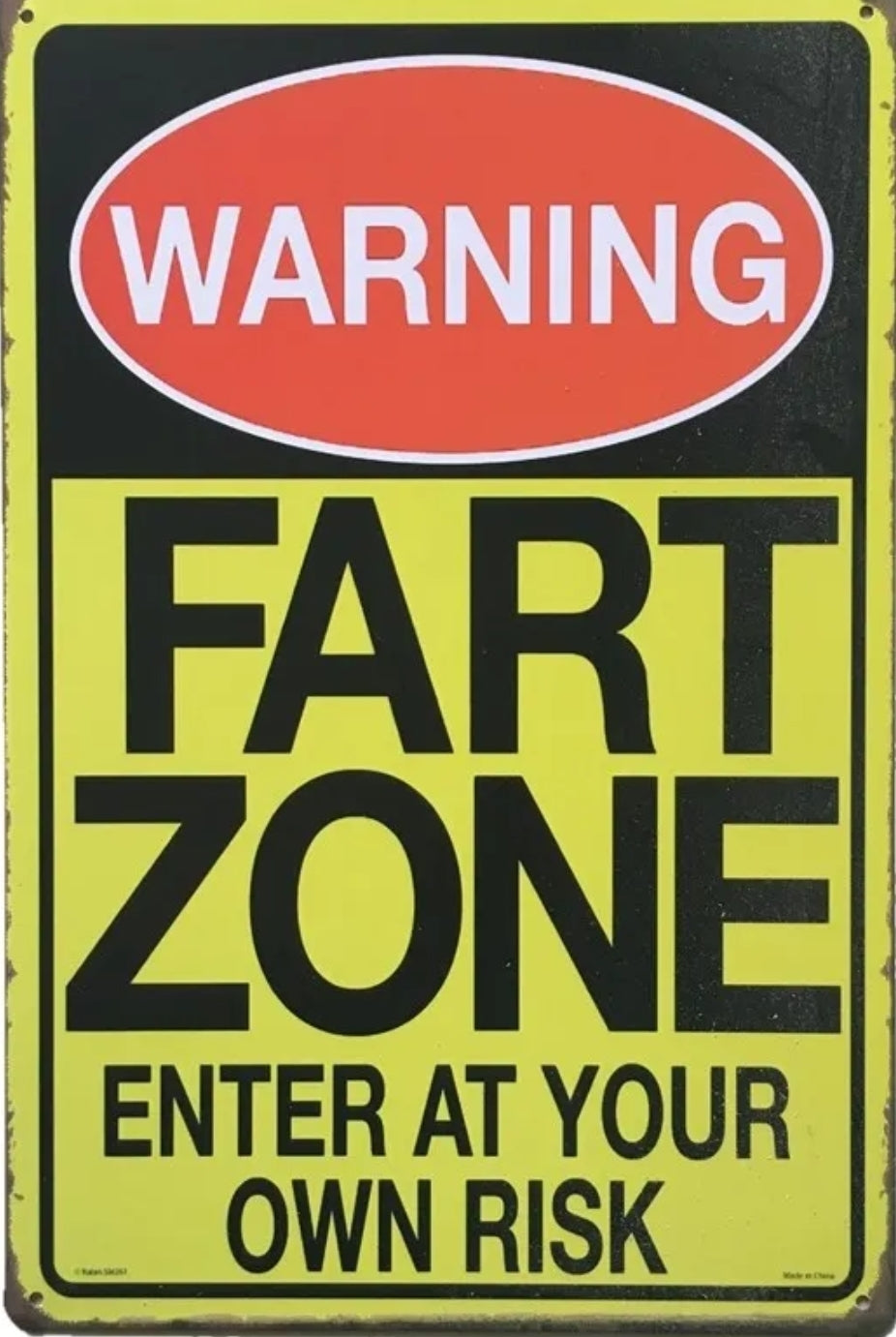 Warning Fart Zone Metal Tin Sign