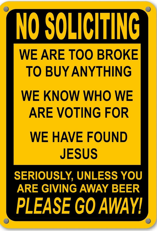 No Soliciting Metal Tin Sign