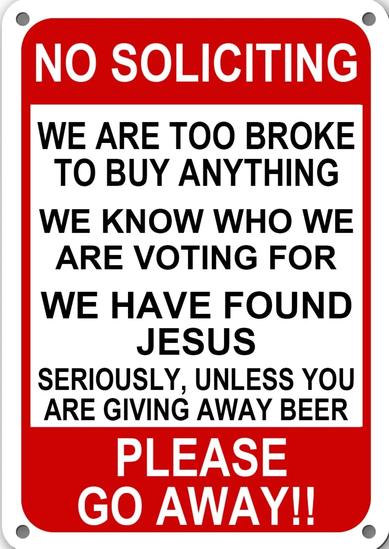 No Soliciting Metal Tin Sign