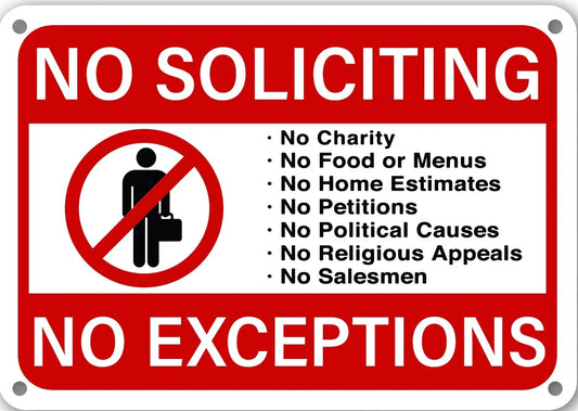No Soliciting Metal Tin Sign