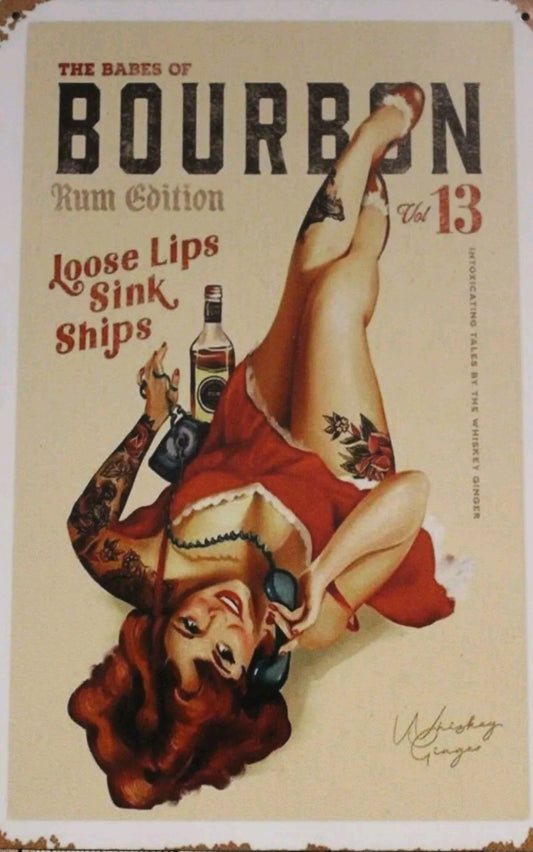 Bourbon Whiskey Metal Tin Sign