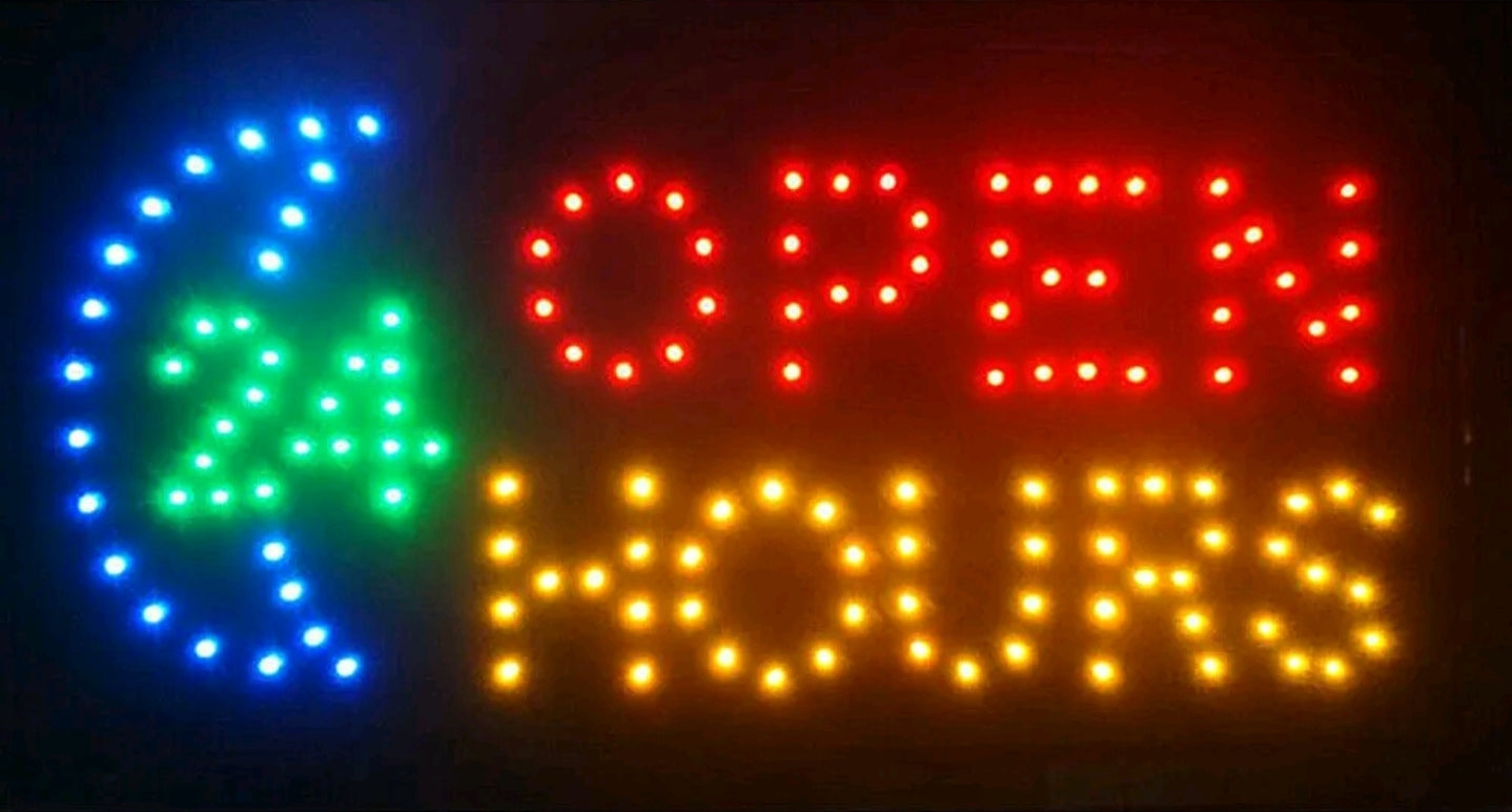 Open 24 Hours LED Animated Sign