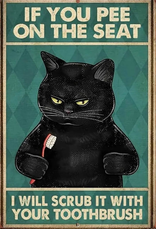Cat/Bathroom Metal Tin Sign