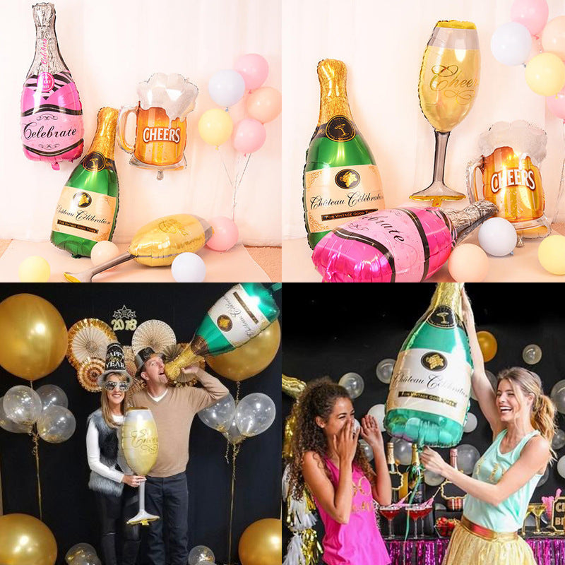 Wedding Birthday Party Wine Glass Champagne Whiskey Bar KTV Decoration Aluminum Film Balloon