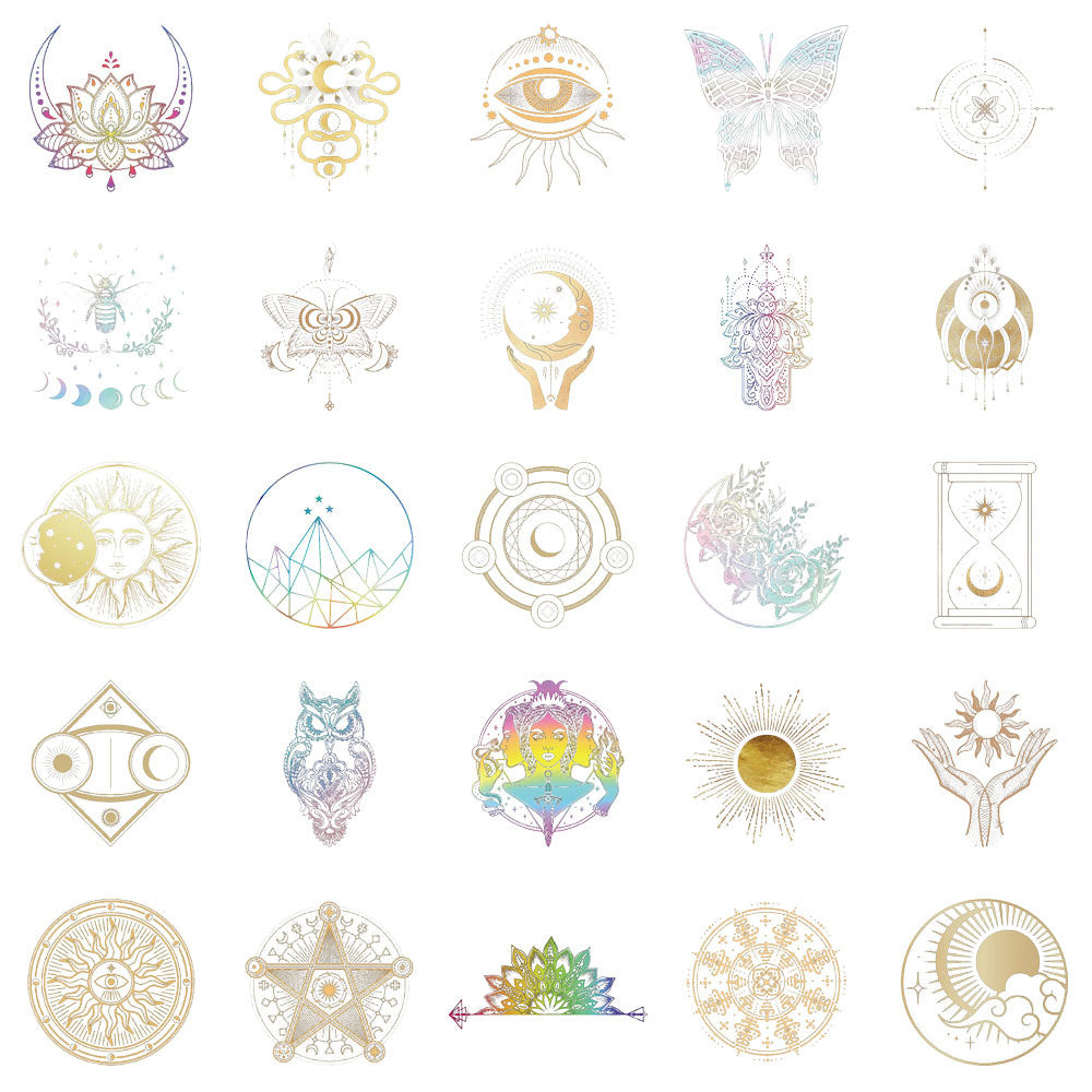 50 Colorful Laser Sticker Handbooks DIY Notebook Desktop Handbooks Decorative Waterproof Stickers