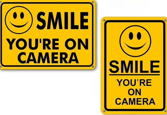 Smile You're on Camera Metal Tin Sign  - 2 Sign Combo