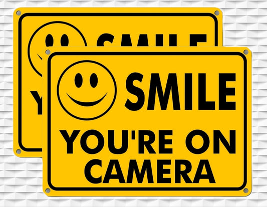 Smile You're on Camera Metal Tin Sign  - 2 Sign Combo