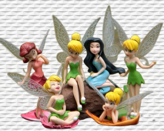Tinkerbell Fairy Girls Dolls 6pcs Cake Toppers