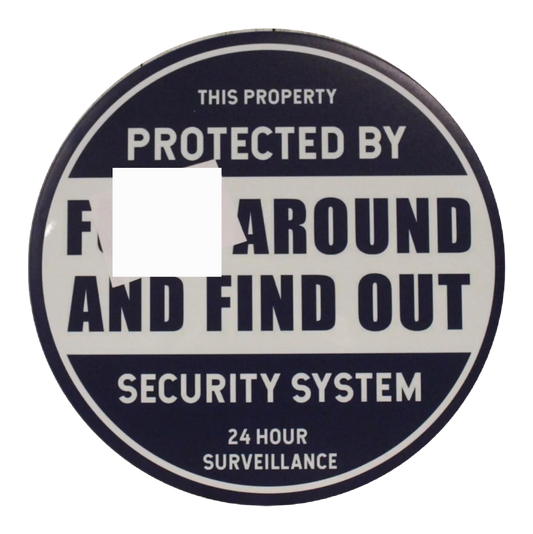 Security Round Metal Tin Sign