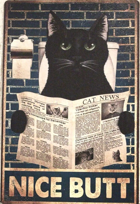 Cat Bathroom Metal Tin Sign