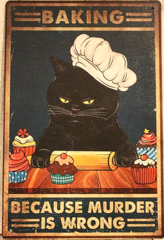 Cat Baking Metal Tin Sign