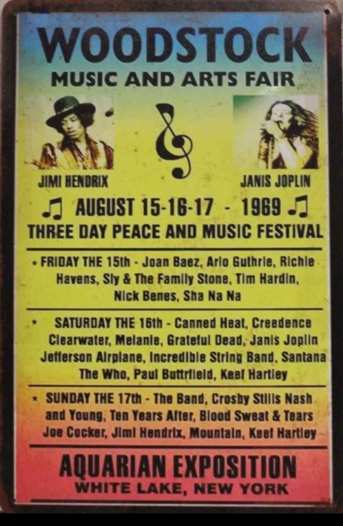 Woodstock Vintage Style Metal Tin Sign